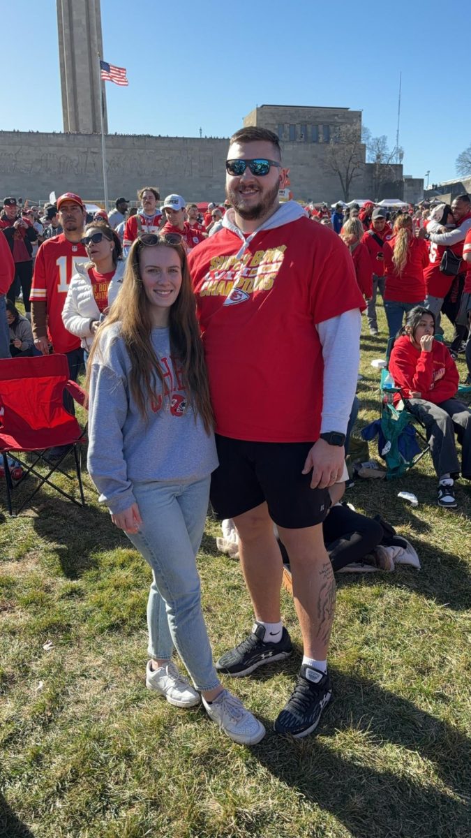 Zach Sterner and his wife attend the Kansas City Chiefs parade.