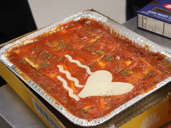 Culinary students prepare multiple lasagnas for the organization, "Lasagna Love."