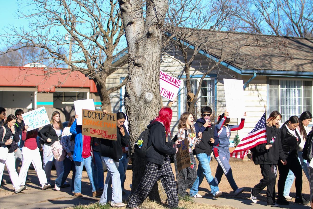 North students participate in a protest focused on Immigration and Customs Enforcement.