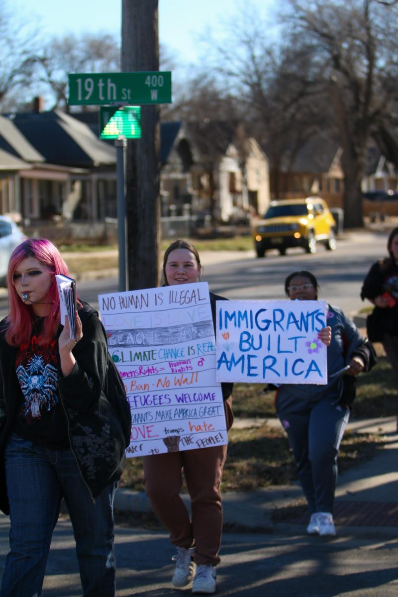 North students participate in a protest focused on Immigration and Customs Enforcement.