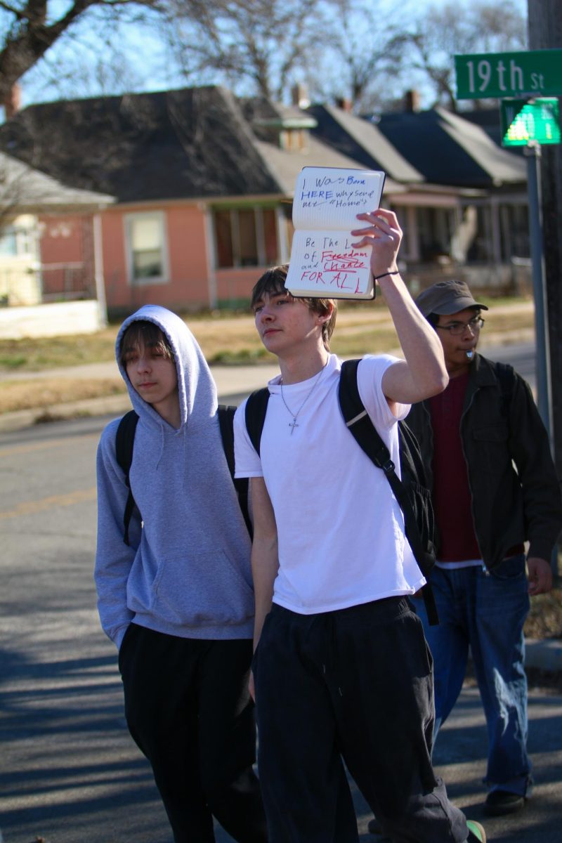 North students participate in a protest focused on Immigration and Customs Enforcement.