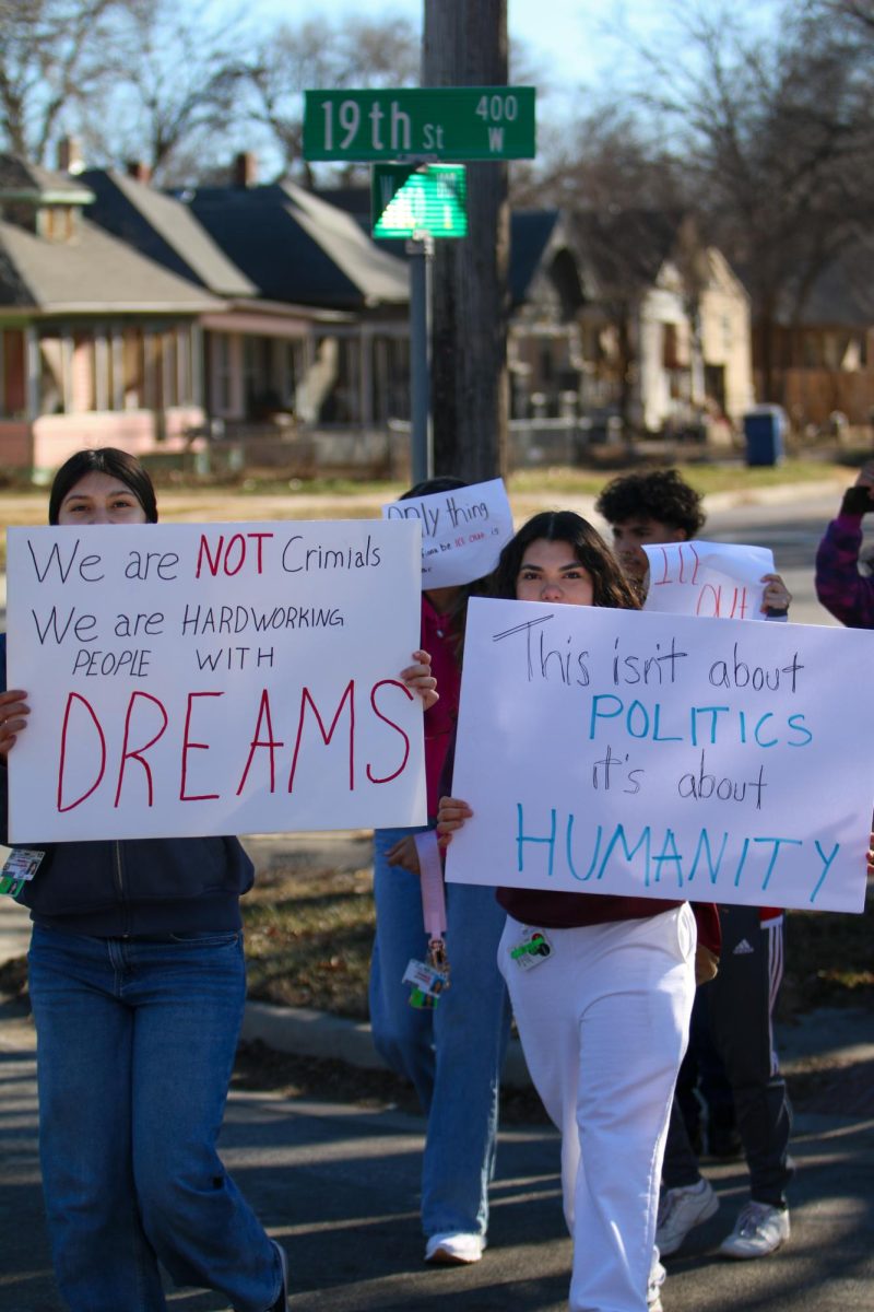 North students participate in a protest focused on Immigration and Customs Enforcement.