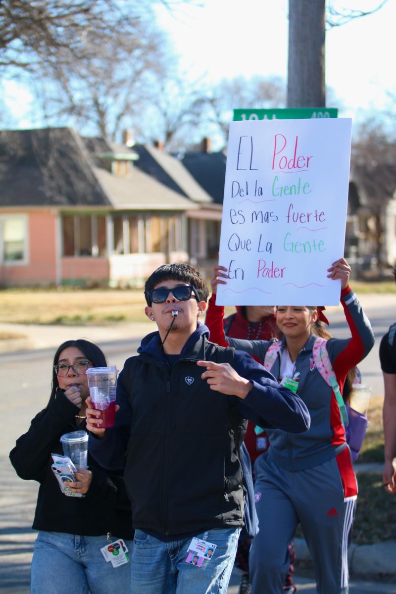 North students participate in a protest focused on Immigration and Customs Enforcement.