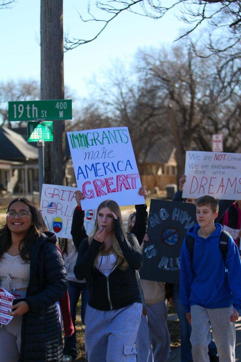 North students participate in a protest focused on Immigration and Customs Enforcement.