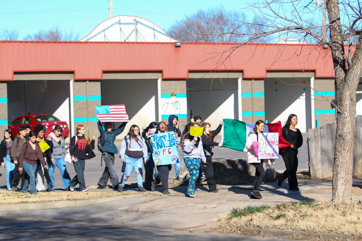North students participate in a protest focused on Immigration and Customs Enforcement.
