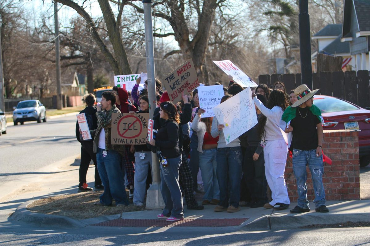 North students gather in a protest focused on Immigration and Customs Enforcement.