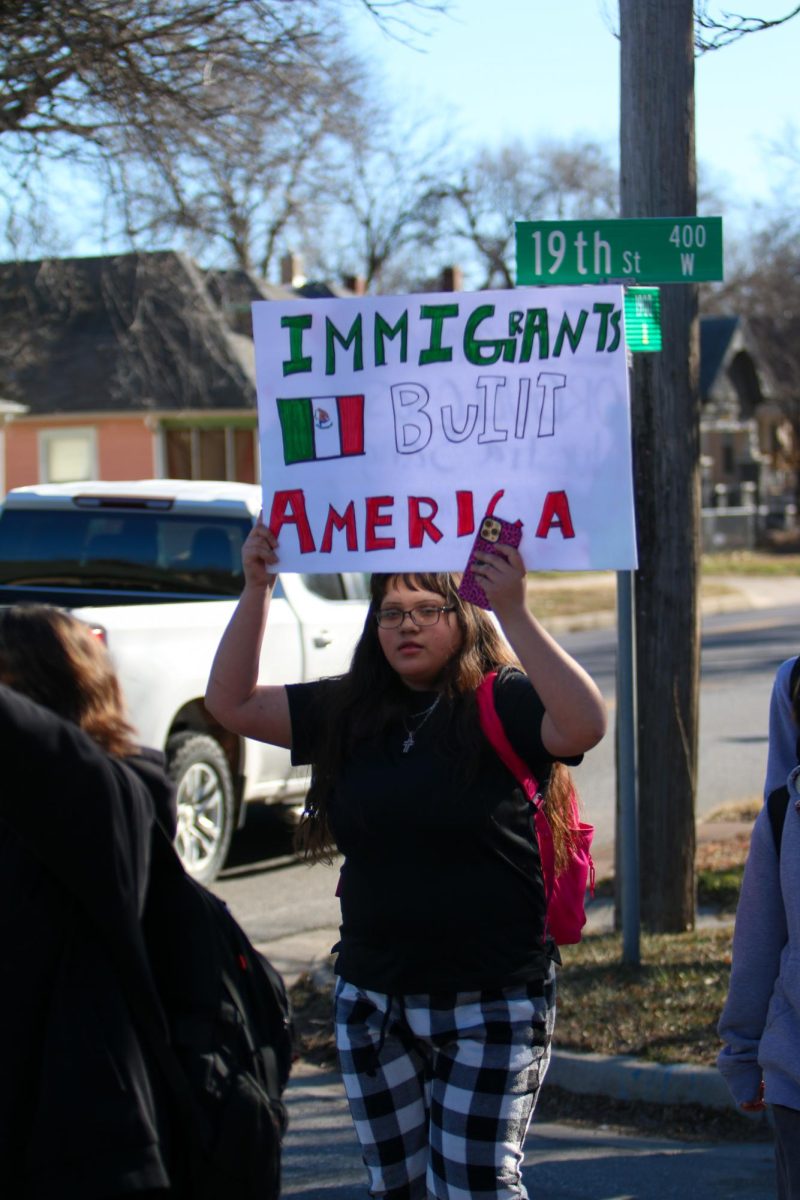 North students participate in a protest focused on Immigration and Customs Enforcement.