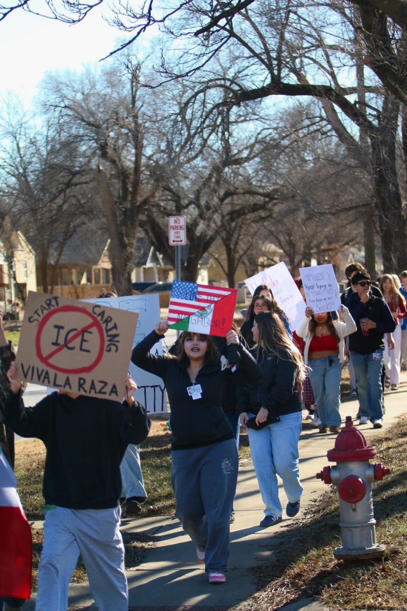 North students participate in a protest focused on Immigration and Customs Enforcement.