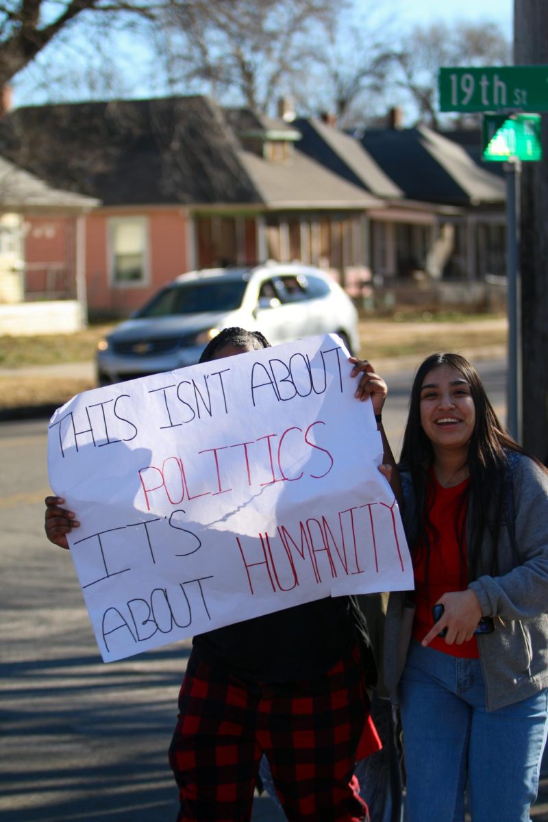North students participate in a protest focused on Immigration and Customs Enforcement.