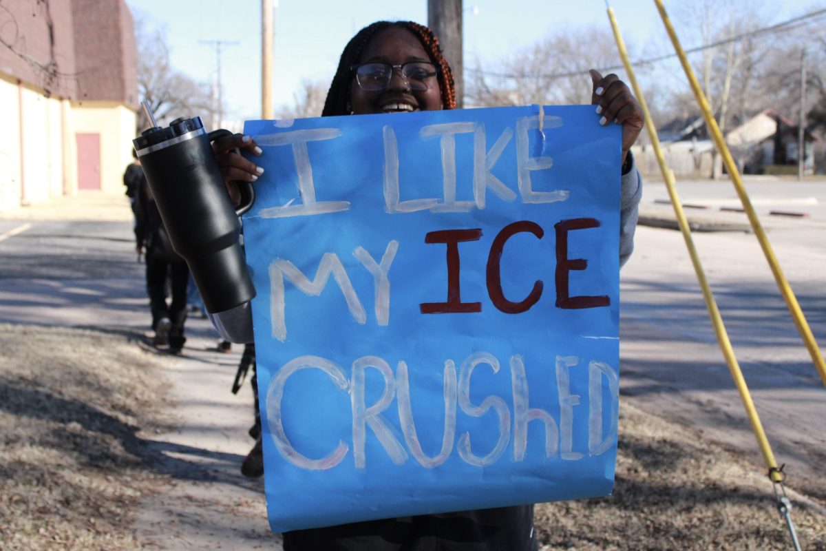 North students participate in a protest focused on Immigration and Customs Enforcement.