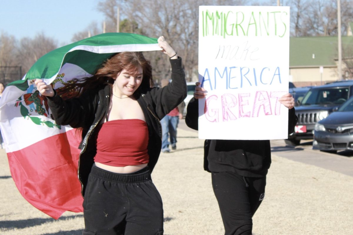 North students participate in a protest focused on Immigration and Customs Enforcement.