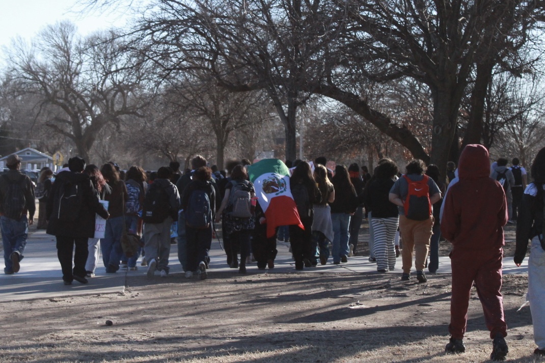 North students participate in a protest focused on Immigration and Customs Enforcement.